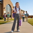 thumbnail image 4 of Bigetiay Girls Uniform Pants Elastic Waist Pull On Dress Pants Stretchy Flared Leg Chino Grey Pants For Girls Uniform Girls Outfits Size 13-14 Years, 4 of 7