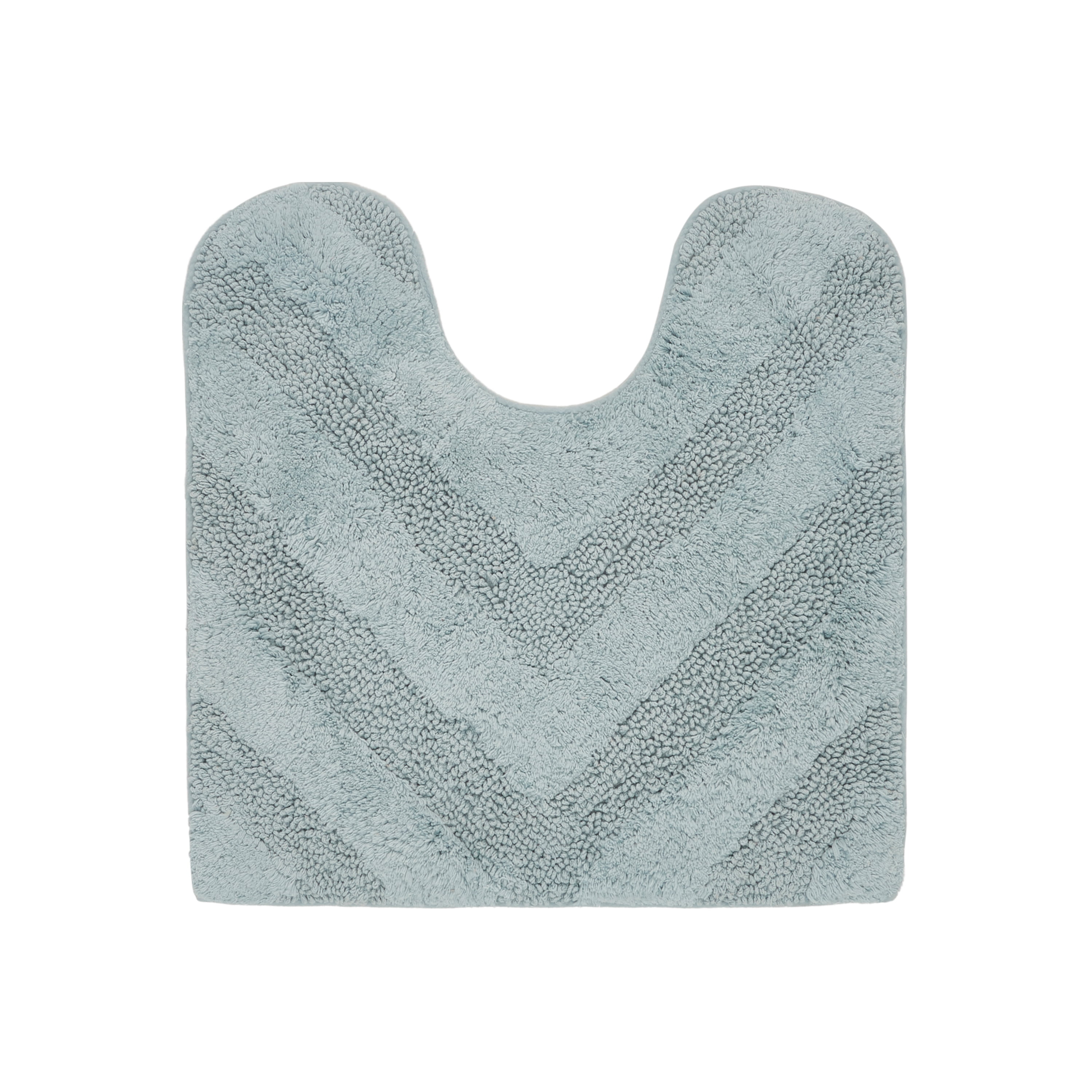 Better Trends U-Shape Toilet Rug 100% Cotton, Non-Slip Rug, Water Absorbent, Washable, (20" x 20") Contour Bath Rug Blue - Hugo Collection