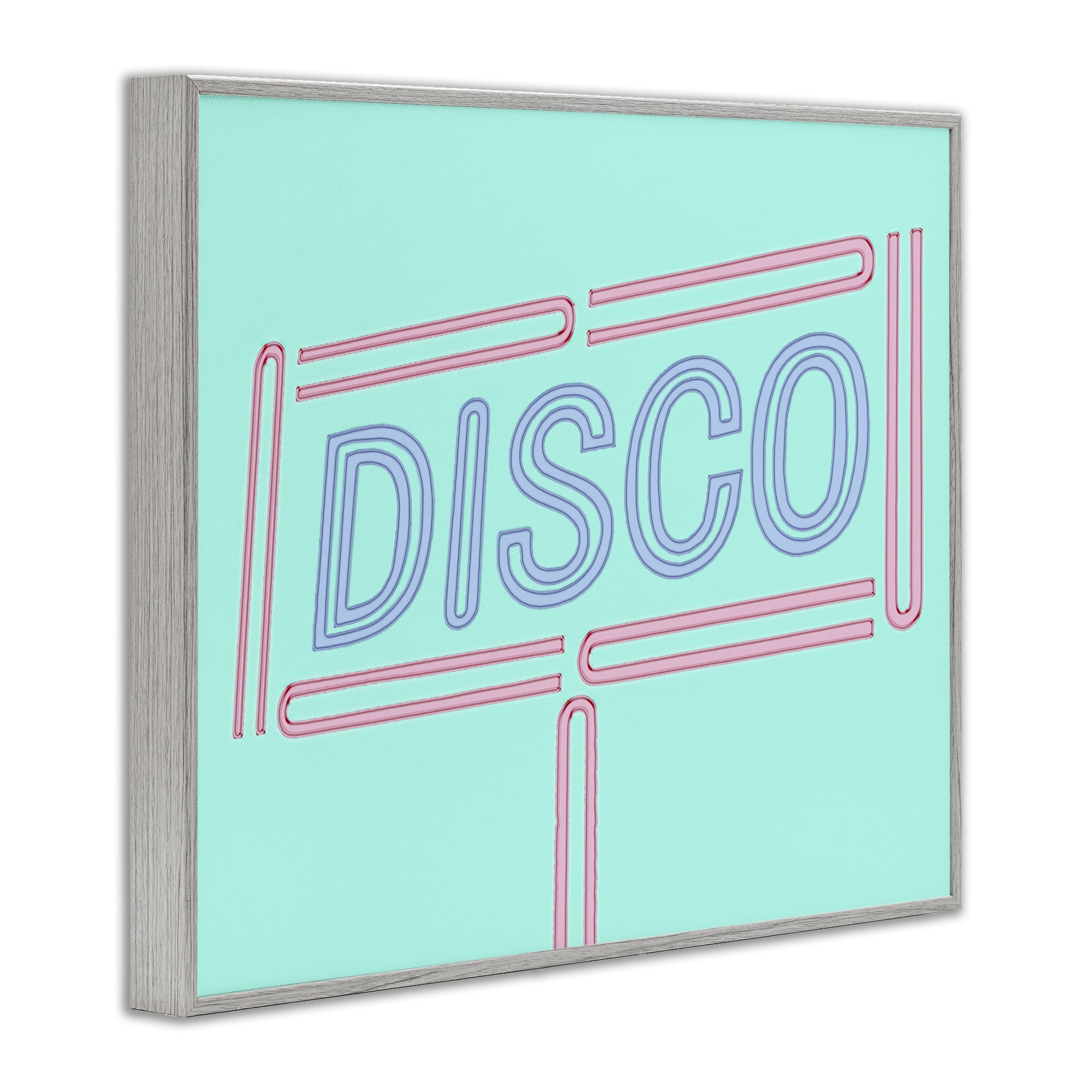 Stupell Industries Retro Disco Sign Typography Painting Gray Framed Art Print Wall Art, 14 x 11
