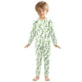 thumbnail image 6 of FORMRS Long Sleeve Top and Pants Pajama Set for Niños 2-Piece Sleepwear, Sizes 18M-8Y, Green Leafy Pattern, 6 of 6