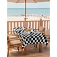 thumbnail image 2 of Outdoor Table Cloth with Umbrella Hole and Zipper, Black White Plaid Waterproof Rectangle Tablecloth 52"x70", Modern Buffalo Check Gingham Art Washable Table Cover for Outside Party Patio Picnic, 2 of 8