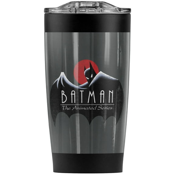 Batman: Animated Series Distressed Logo Stainless Steel Tumbler 20 oz Coffee Travel Mug/Cup, Vacuum Insulated & Double Wall with Leakproof Sliding Lid | Great for Hot Drinks and Cold Beverages