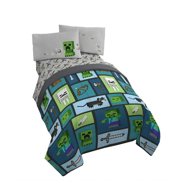 Minecraft 4pc Twin Bed Set and Bonus bag.