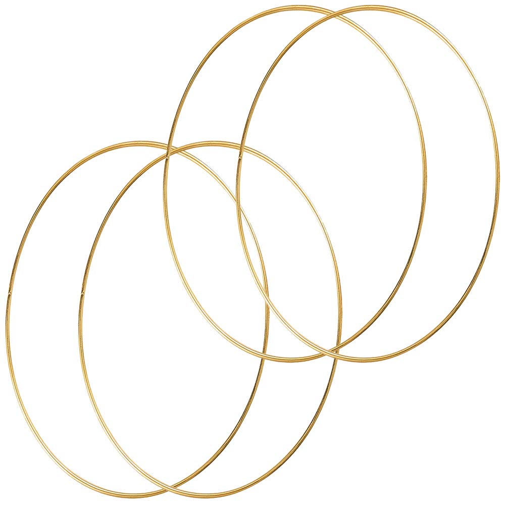 HOHIYA 4pc 24 Inch Metal Floral Hoop Wreath Macrame Gold Large Craft Rings for Making Wedding Wreath Decor Dream Catcher DIY Wall Hanging 5mm Wire