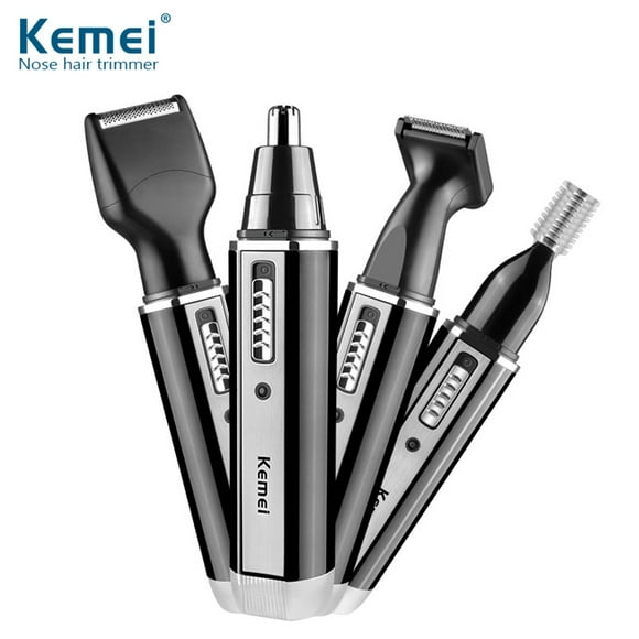 Kemei KM-6630 4 in 1 Nose Hair Trimmer for Men USB Rechargeable Eyebrow and Ear Hair Trimmer Electric Ear Hair Clipper Men Grooming Kit