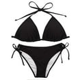 thumbnail image 3 of Zando Women String Bikini Set Tie Two Sides Bottom Triangle Bikini Triangle Bathing Suits Black L, 3 of 5