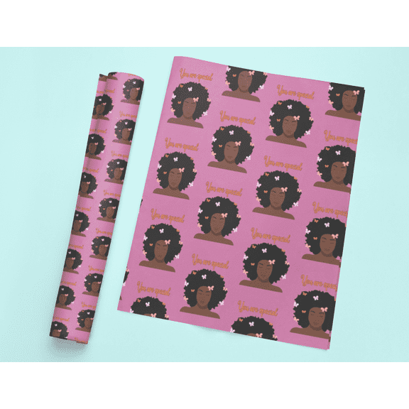 You Are Special African American Woman With Butterflies Pink Wrapping Paper