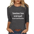 thumbnail image 2 of Chemises pour Femmes Habillées Décontractées, Chemises à Manches 3/4 pour Femmes, Tuniques à Manches Courtes Grande Taille pour Femmes, T-shirt à Manches 3/4 à Col Rond Imprimé Lettres Mode Décontractée pour Femmes, 2 of 5