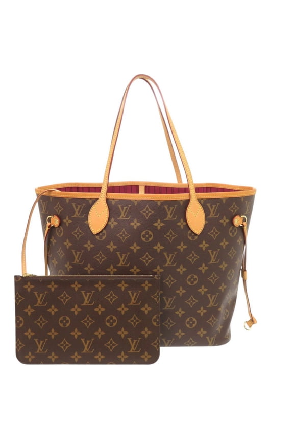 Pre-Owned Louis Vuitton Neverfull MM Handbag with Pouch, Monogram Fuchsia, M41178 Tote Bag, LV...