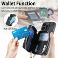 thumbnail image 6 of ShellTech Phone Case for iPhone 14 Pro Max Zipper Wallet Cover with Credit Card Holder Slot Shoulder Crossbody Strap Cell Women Girls Men,Black, 6 of 10