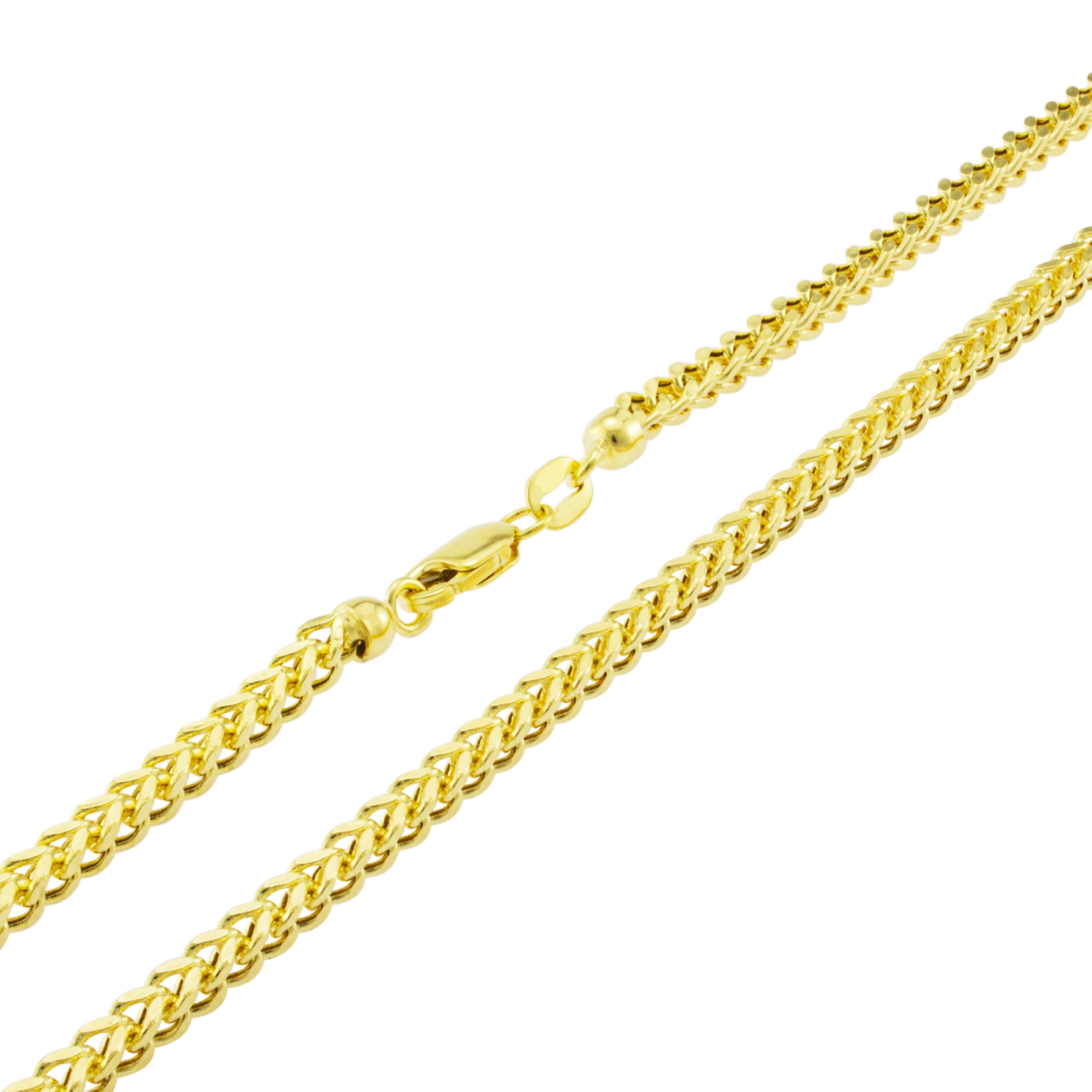 10K Yellow Gold 1.5mm Square Box Franco Wheat Pendant Necklace Chain 22" 