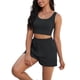 thumbnail image 4 of Conjuntos de 2 piezas para mujer INSPIRE CHIC, tops de tanque de punto acanalado y pantalones cortos con bolsillo, XL, negro, 4 of 5