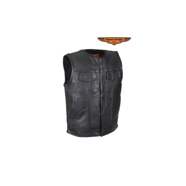 Leather Waistcoat Real Biker Cowhide Plaited Edging Button Close Motorcycle Vest 