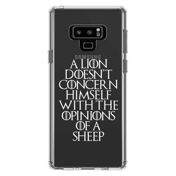 DistinctInk Clear Shockproof Hybrid Case for Samsung Galaxy Note 9 - TPU Bumper Acrylic Back Tempered Glass Screen Protector - Lion Doesn't Concern With Opinions Sheep