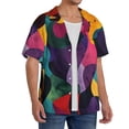 thumbnail image 2 of Honeii Vibrant Abstract Flow for Men's Short-Sleeved Button-Up Collared Shirt Featuring A Pocket, Perfect for Beach Vacations, And Travel Adventures.-Large, 2 of 5
