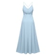 thumbnail image 4 of Hulanddfd Women's Dress V-Neck Halter Sleeveless Solid Color Backless Dress Light Blue Size M, 4 of 4