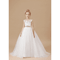 thumbnail image 2 of Flower Girl Dresses for Wedding Floor Length First Communion Dress Applique Girls Pageant Ball Gown (Ivory 2 -3Years）, 2 of 9