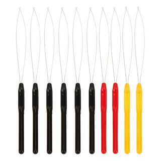 10Pcs Hair Extension Loop Threader Hook Tool and Bead Tool Black