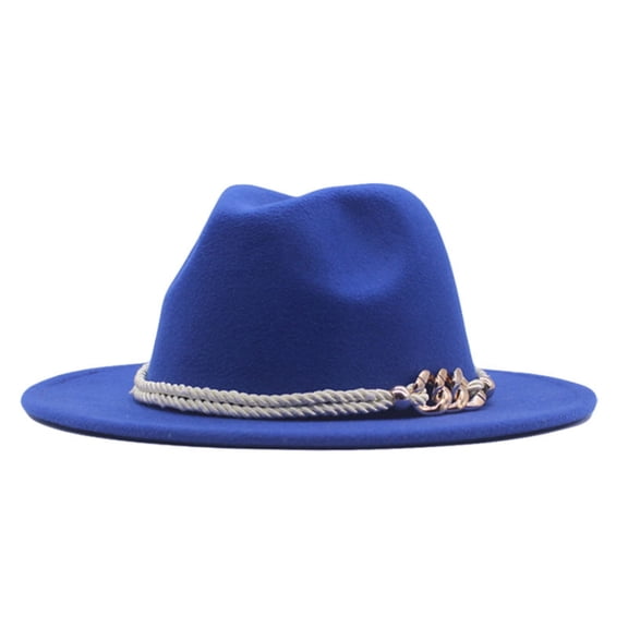 JFGHDG Women Church Hats,Fedora Hats for Women,Vintage Bucket Hat,Formal Hats for Women,Flapper Hat,Hat Fedora Classic Wide Belt Floppy Wool Womens Hat Panama Buckle Caps Blue One Size