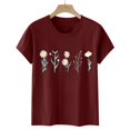 thumbnail image 4 of Delayuji Women's Floral Print 2D Round Neck T Shirt for Spring and Summer Fashion Soft and Casual Top Pink Xxxl Polyester,Spandex Short Sleeve Shirts for Women, 4 of 4