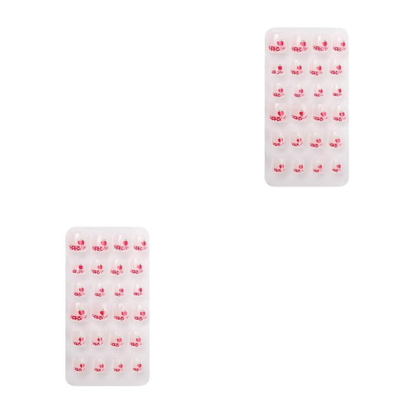 sweethay 1 Juego de puntas de uñas artificiales, uñas para niños, dibujos animados, uñas postizas, pegatinas desmontables cortas, cubierta completa, PNT-16-16 2piezas sweethay CBP265291