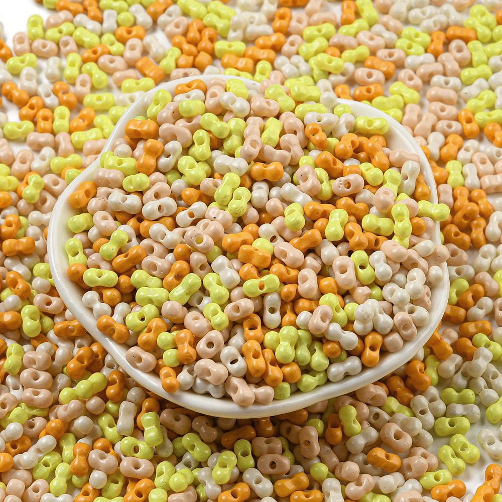 Opaque Baking Paint Glass Seed Beads Peanut golden 6x3x3mm Hole: 1.2mm 4000pcs/pound