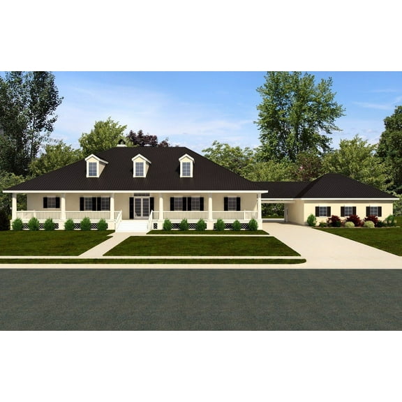 015-1276: Luxury Colonial 3 Bed, 2 Bath Luxury Home Plan, 5016 Sq Ft: Full Blueprints with License to Build by Home Plan Marketplace - Lesuto