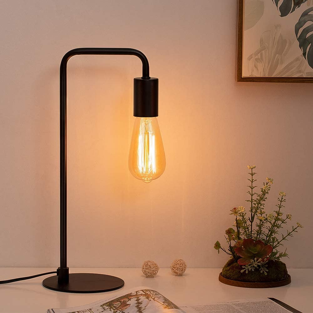 Modern Table Lamp - Industrial Nightstand Lamp, Black - Walmart.com