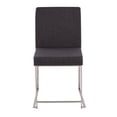 thumbnail image 6 of Lumisource High Back Fuji Contemporary Dining Chair in Brushed Stainless Steel and Charcoal Fabric - Set of 2, 6 of 7
