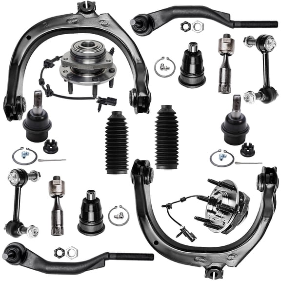 Detroit Axle - 16pc Front End Suspension Kit for 2004-2007 Chevrolet Trailblazer GMC Envoy Upper Control Arms Upper Lower Ball Joints Wheel Bearing Hubs Tie Rods Sway Bars Boots