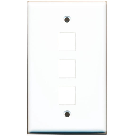 3 Port Keystone Wall Plate White - Pack of 5