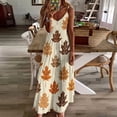 thumbnail image 3 of Autumn Harvest Maple Leaves Thanksgiving Sleeveless Dress for Women Clothing Female Women's Summer Skirt, 3 of 7