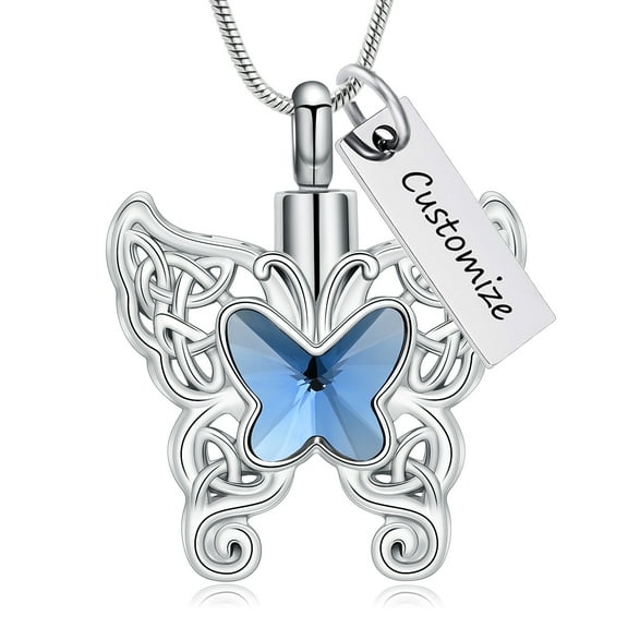 Crystal Butterfly Urn Necklace for Ashes Cremation Jewelry for Ashes Hollow Urn Keepsake Jewelry for Ashes for Human / Pet