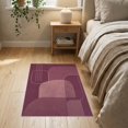 thumbnail image 3 of ODIKA 2'x3' Washable Accent Rug Rich Burgundy Geometric Elegant Overlapping Curves and Lines Design for Bedroom, Nursery, RV, Pet Friendly, Bedside Mat, 3 of 7