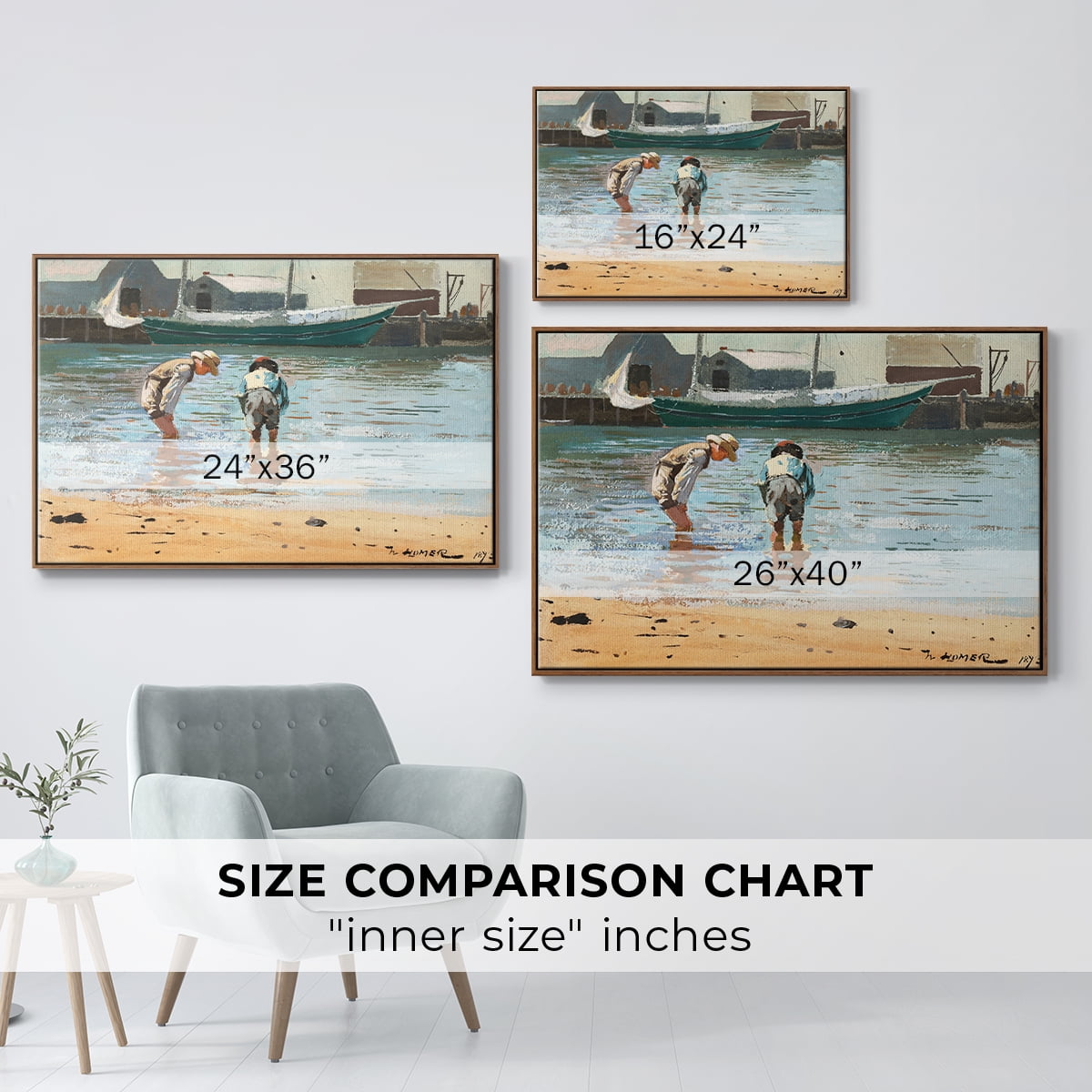Vintage Landscape-CVII By Wexford Home Framed in Walnut Wood Gallery Wrapped Canvas 25 in. x 37 in.
