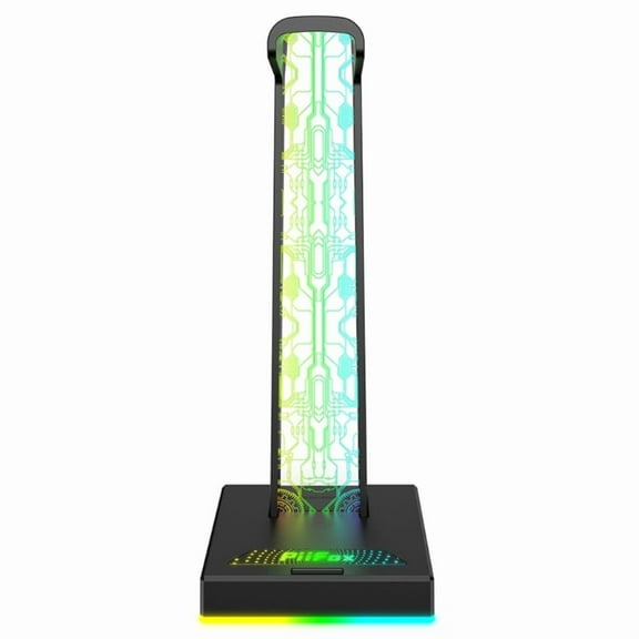 LED Gaming Headphone Stand Double USB Port 3.5mm Port 10 Lighting Effects Desktop Gaming Headset Holder Hanger for Gamer