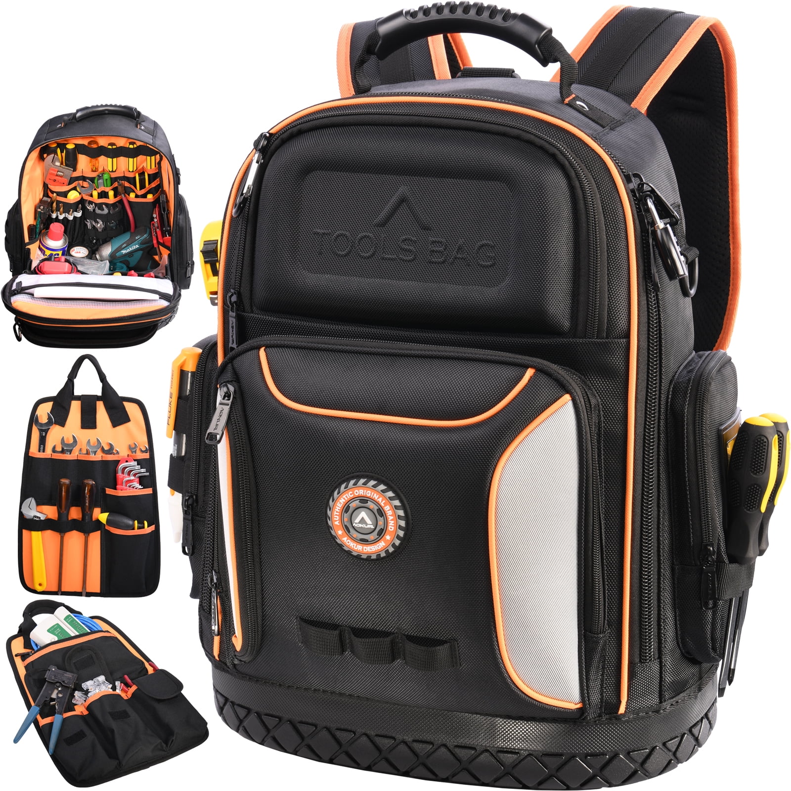 Aokur Tool Backpack for Men, Heavy Duty Tools Organizer Bags with 78