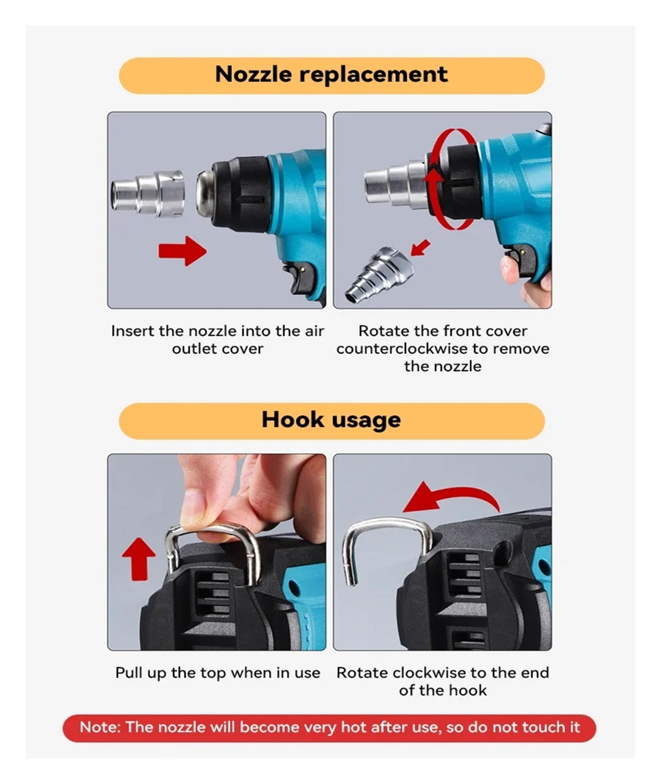 18V Heat Gun Shrink Wrapping Tool Hot Air Gun Air Dryer Soldering Thermal Blower with LED display, Tool only, No battery ,Variable Temperature