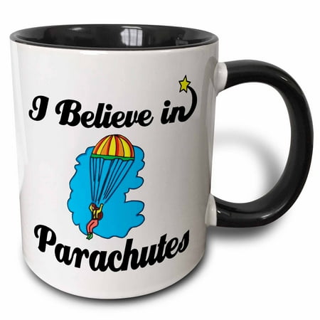 

3dRose I Believe In Parachutes - Two Tone Black Mug 11-ounce