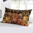 thumbnail image 5 of Thanksgiving Cattle Throw Pillow Cover 16 x 24 Inch Decorative Pillow Cover Fall Pumpkin Sunflower Maple Leaf Black Lumbar Pillowcase Seasonal Rectangle Cushion Case for Couch Sofa Bed Living Room, 5 of 7