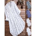 thumbnail image 4 of Luiryar Women's Plus Size Floral Shirt Dress Long Sleeve Single Breasted V-neck Loose Boyfriend Blouses Tops, 4 of 6