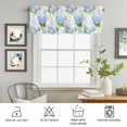 thumbnail image 4 of Rod Pocket Window Valances Watercolor Blue Flower Hydrangea Short Kitchen Curtains Green Leaves Floral Window Treatment Drapes for Bedroom Bathroom Living Room 60x18In,1 Panel, 4 of 9