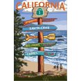 thumbnail image 2 of Art.com Santa Cruz, California - Signpost Destinations Stretched Canvas Print Wall Art by Lantern Press, 16" x 24", 2 of 4