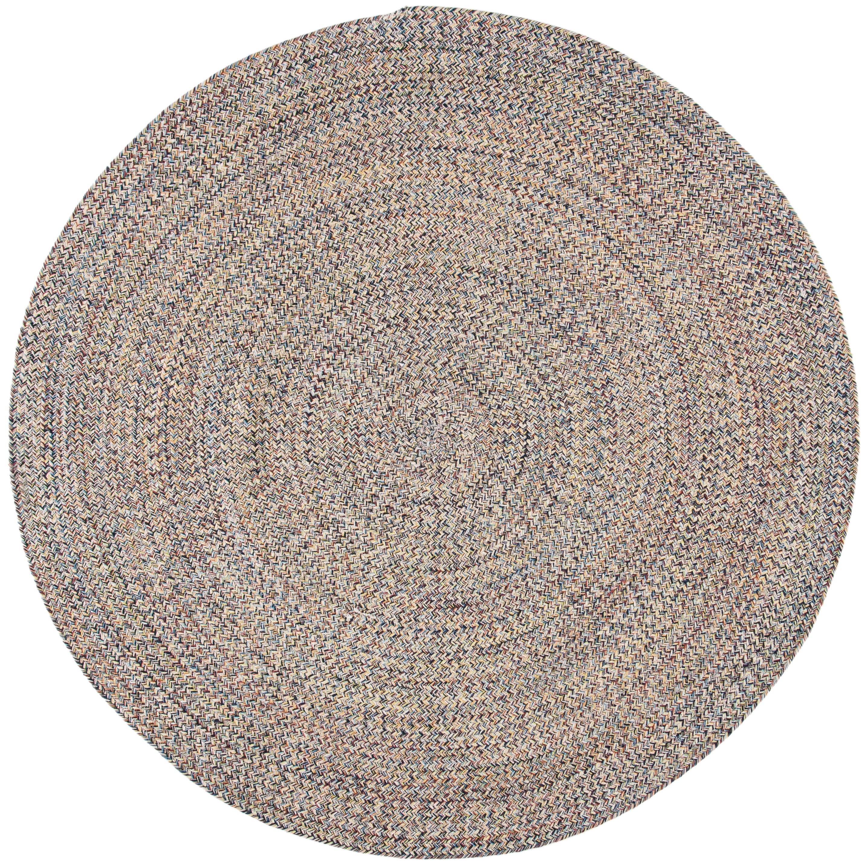 SAFAVIEH Braided Vermont Geometric Cotton Reversible Area Rug, Blue/Ivory, 5' x 5' Round