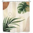 thumbnail image 6 of Abstract Extra Long Shower Curtain 72Wx84L Inches Tropical Leaf Mid Century Modern Geometric Contemporary Boho Bathroom Plant Botanical Bath Accessories Art Home Decor Fabric 12 Pack Hooks, 6 of 6