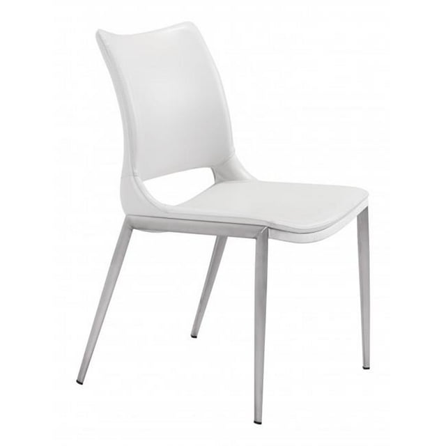 Zuo Chaise de Salle à Manger Moderne, Blanc & Argent (Ensemble de 2)