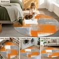 thumbnail image 6 of Orange Grey Abstract Round Area&nbsp;Rug 3.3ft Vintage Modern Non-Slip&nbsp;Washable Circle Rugs Soft Felt Indoor Floor Mat for Bedroom Kitchen Living Room Bathroom, 6 of 9