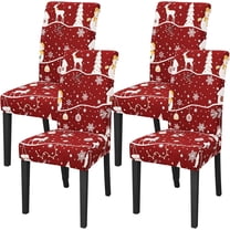 Christmas Dining Room Chair Covers Set of 4 Stretch Christmas 4 Pieces Kitchen Chair Slipcovers Protector Spandex Washable Parsons Chair Cover Christmas Decor(Christmas 5)