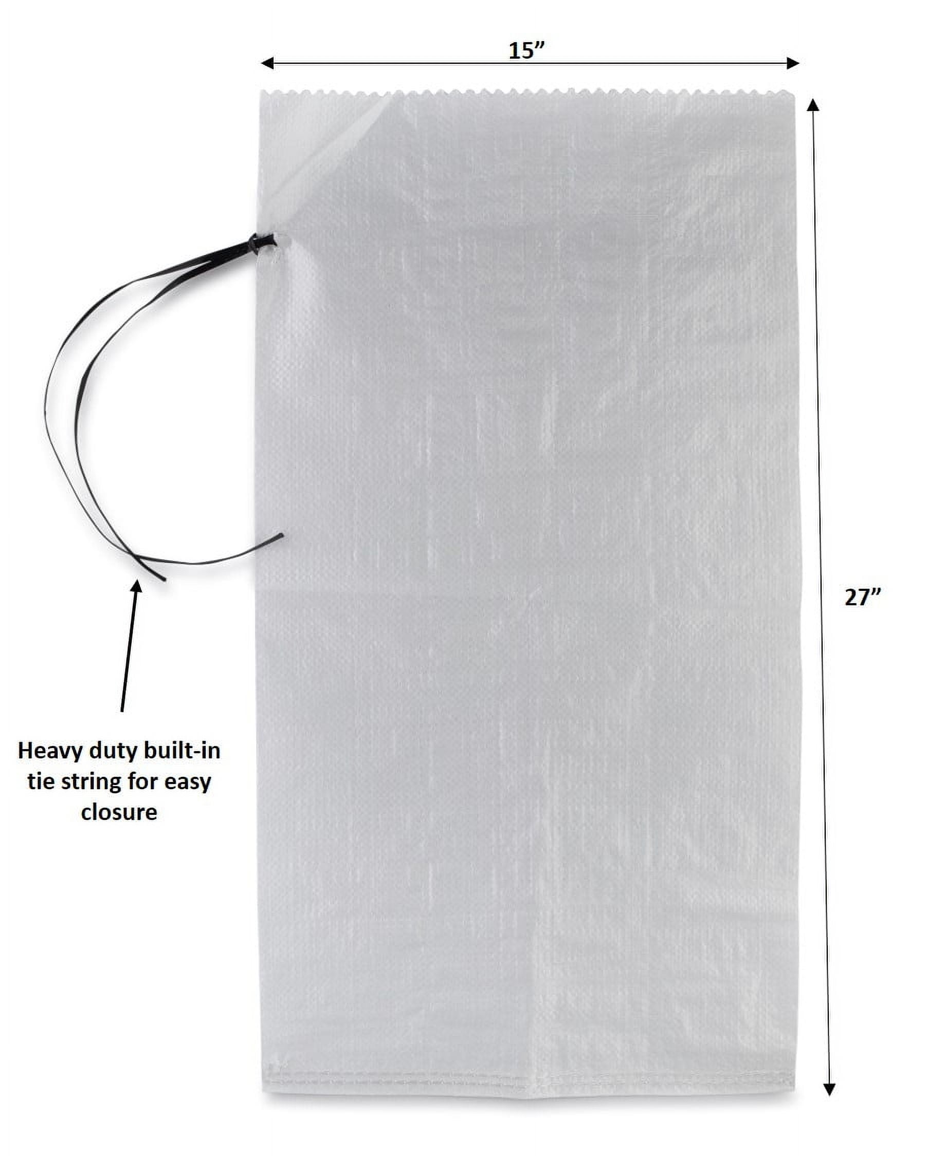 DURASACK® Sand Bags with Tie Strings, Heavy Duty, 15" x 27", White, 25 Count