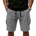 thumbnail image 5 of CCRFTGI Cargo Shorts for men With Elastic Drawstring Waist Lightweight Breathable Casual Work Shorts with Multi-Pockets Relaxed Fit Summer Shorts Gray 2XL, 5 of 6